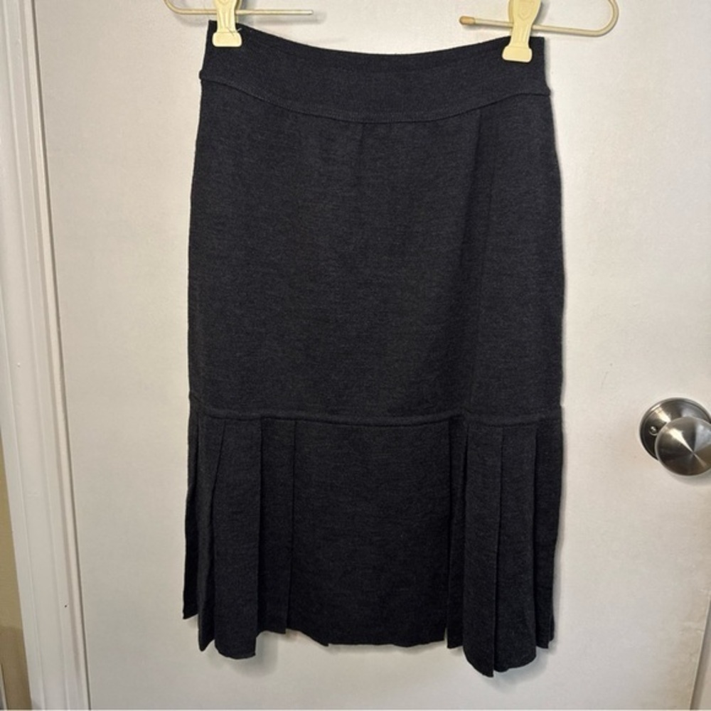 Rena lange Womens Wool Blend‎ Panelled Skirt Fit Flare 38 Women's Small Charcoal